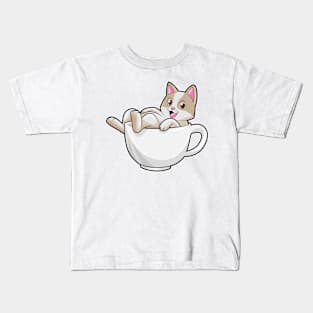 Cat Tea cup Kids T-Shirt